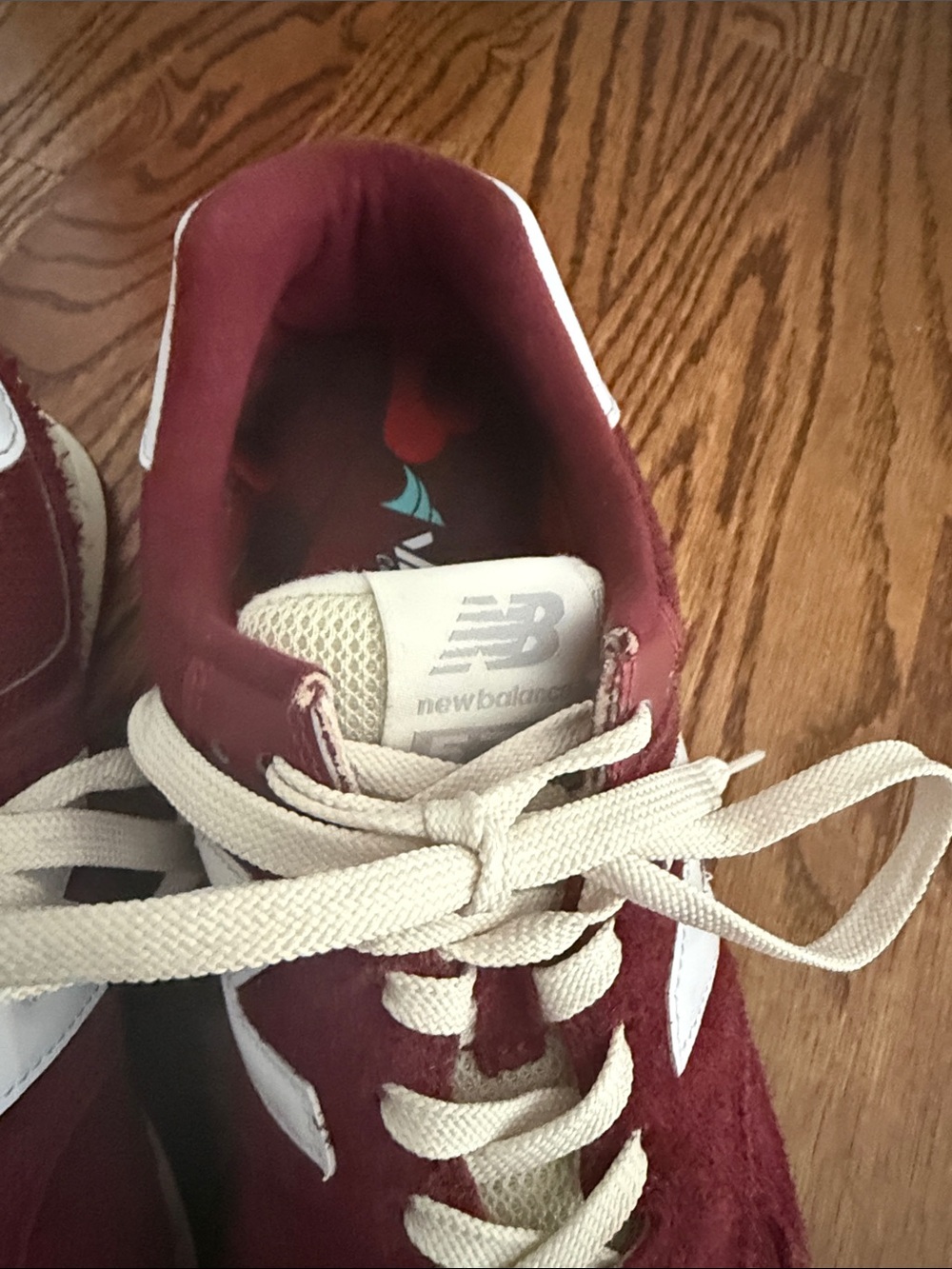 New Balance Maroon Suede Mesh Sneakers with White 'N' Accents - Picture 2 of 12